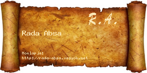 Rada Absa névjegykártya
